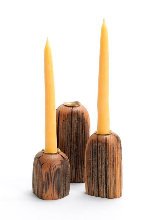3 Piece Chestnut Candlerholder Set